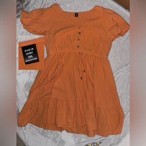 Plus Size Orange Buttoned Blouse